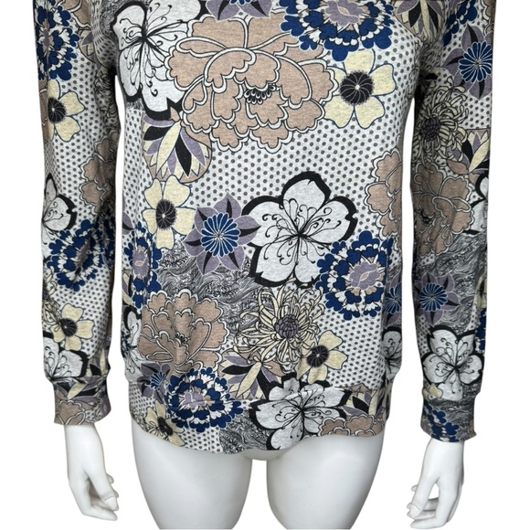 The Kit Floral Crew Sweatshirt Top S Floral Artistic Gray Multi - Picture 5 of 10